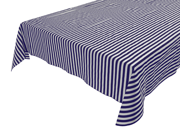 Cotton Tablecloth Stripes Print / Half Inch Wide Stripe Navy