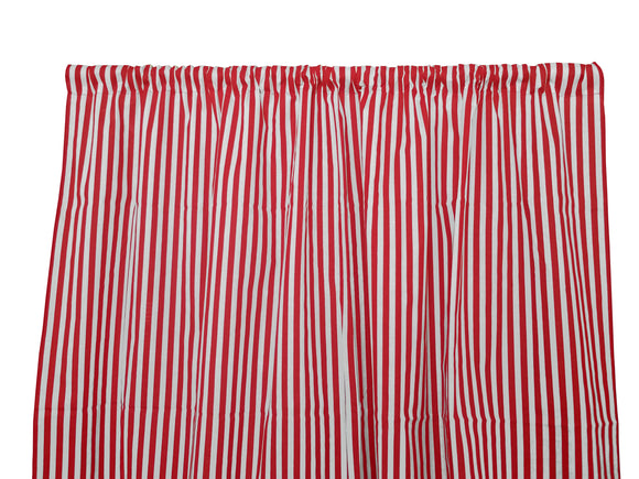Cotton Curtain Stripe Print 58 Inch Wide / Half Inch Stripe Red and White