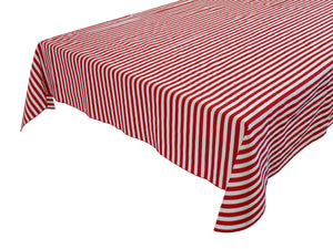 Cotton Tablecloth Stripes Print / Half Inch Wide Stripe Red