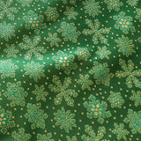 Heavy Brocade Shiny Christmas Tablecloth Snowflakes Green