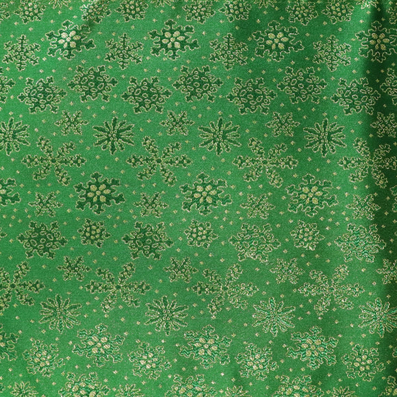 Heavy Brocade Shiny Tinsel Threads Snowflakes Design Fabric 56