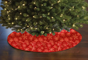 Heavy Brocade Shiny Snowflakes Holiday Tree Skirt Christmas Decoration 56" Round Large Skirt