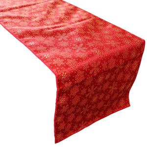 Brocade Table Runner Christmas Holiday Collection Glittery Snowflake Red
