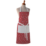 Cotton Apron - Snowflakes on Red - Kitchen BBQ Restaurant Cooking Painters Artists Kids - Full Apron or Waist Apron