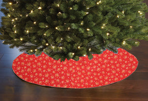 Cotton Print Holiday Tree Skirt 42" Round Firework Sparks