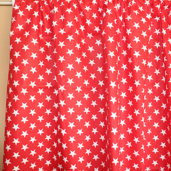 Cotton Curtain Stars Print 58 Inch Wide Red