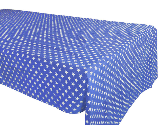 Cotton Tablecloth Stars Print Blue
