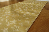 Brocade Table Runner Christmas Holiday Collection Glittery Stars Gold