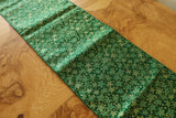 Brocade Table Runner Christmas Holiday Collection Glittery Stars Green