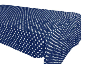 Cotton Tablecloth Stars Print Navy Blue