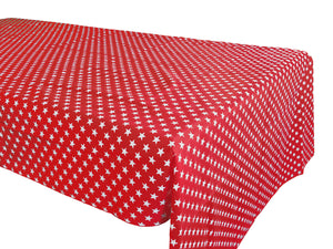 Cotton Tablecloth Stars Print Red
