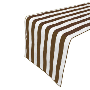 Cotton Print Table Runner 1 Inch Wide Stripes - Brown
