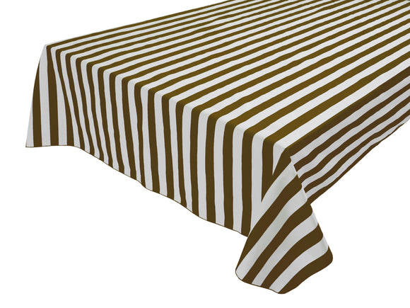 Cotton Tablecloth Stripes Print / 1 Inch Wide Stripe Brown