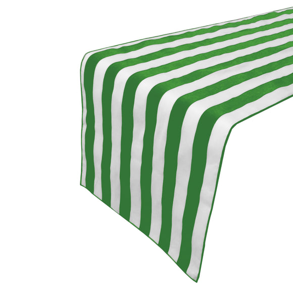 Cotton Print Table Runner 1 Inch Wide Stripes Green