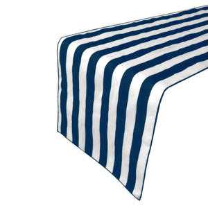 Cotton Print Table Runner 1 Inch Wide Stripes - Navy