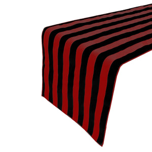 Cotton Print Table Runner 1 Inch Wide Stripes - Red and Black