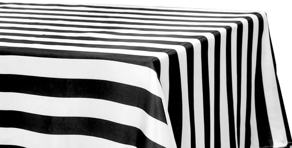 Satin Stripe Tablecloth 2 Inch Black and White