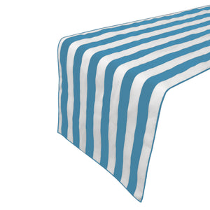 Cotton Print Table Runner 1 Inch Wide Stripes - Turquoise