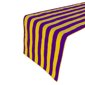 Cotton Print Table Runner 1 Inch Wide Stripes - Yellow and Purple
