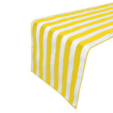 Cotton Print Table Runner 1 Inch Wide Stripes Yellow and White