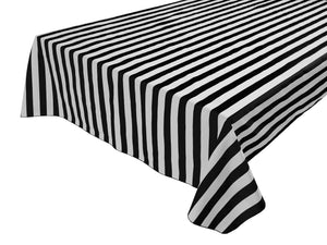Cotton Tablecloth Stripes Print / 1 Inch Wide Stripe Black and White