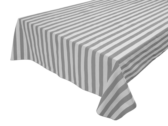 Cotton Tablecloth Stripes Print / 1 Inch Wide Stripe Grey