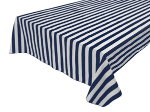 Cotton Tablecloth Stripes Print / 1 Inch Wide Stripe Navy