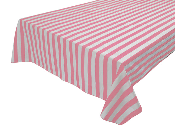 Cotton Tablecloth Stripes Print / 1 Inch Wide Stripe Pink