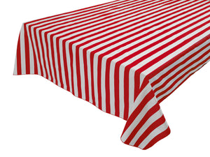 Cotton Tablecloth Stripes Print / 1 Inch Wide Stripe Red