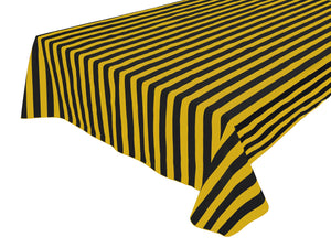Cotton Tablecloth Stripes Print / 1 Inch Wide Stripe Yellow and Black