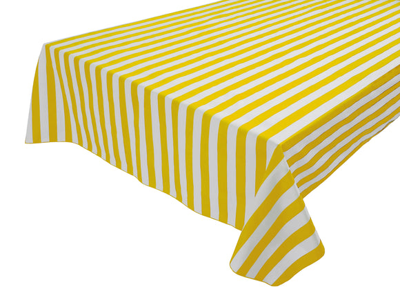 Cotton Tablecloth Stripes Print / 1 Inch Wide Stripe Yellow