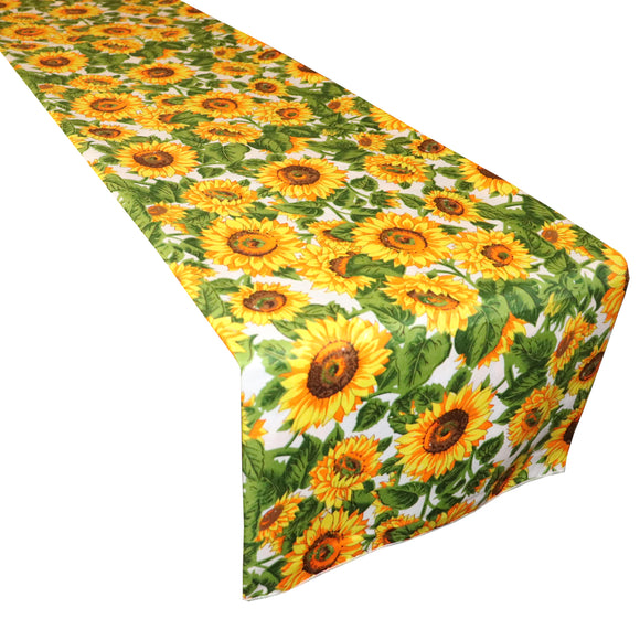 Cotton Print Table Runner Floral Sunflowers Fields