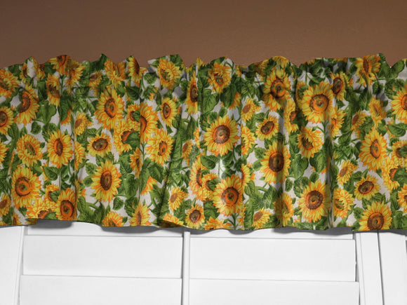 Cotton Window Valance Floral Print 58 Inch Wide Sunflowers Fields