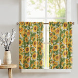 Cotton Sunflowers Print Café Tier Curtains Window Treatment Kitchen Home Décor
