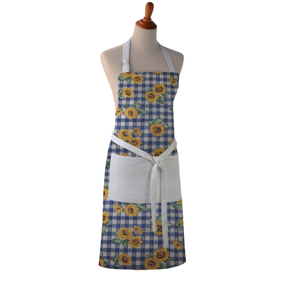 Cotton Apron - Sunflowers on Tavern Check Print - Kitchen BBQ Restaurant Cooking Painters Artists - Full Apron or Waist Apron