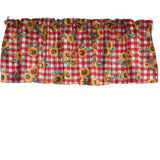 Cotton Window Valance Floral Print 58 Inch Wide Sunflower Tavern Check Red