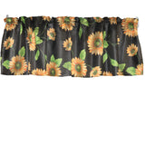 Cotton Window Valance Floral Print 58 Inch Wide Sunflowers on Black