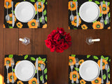 Sunflowers Print Cotton Dinner Table Placemats Holiday Home Decoration 13" x 19" (Pack of 4)