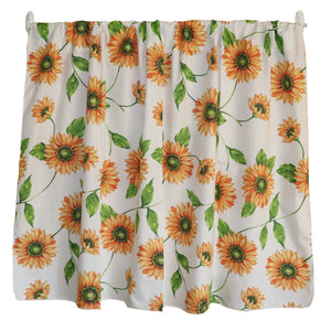 Cotton Curtain Floral Print 58 Inch Wide Sunflowers on White