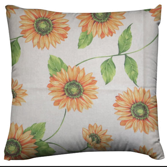 Cotton Sunflowers on White Print Floral Decorative Throw Pillow/Sham Cushion Cover