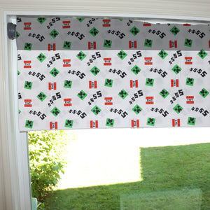 100% Cotton Minecraft Themed Window Valance 42" Wide TNT and Creepers