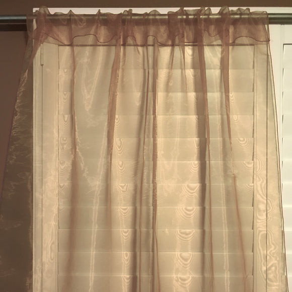 Sheer Tinted Organza Solid Single Curtain Panel 58 Inch Wide Taupe