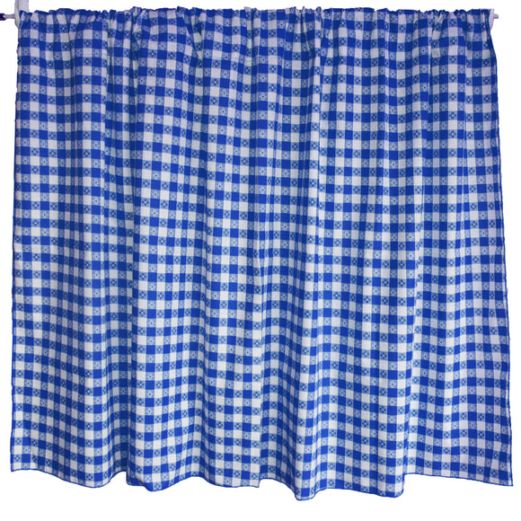 Cotton Curtain Checkered Print 58 Inch Wide Tavern Checkered Blue
