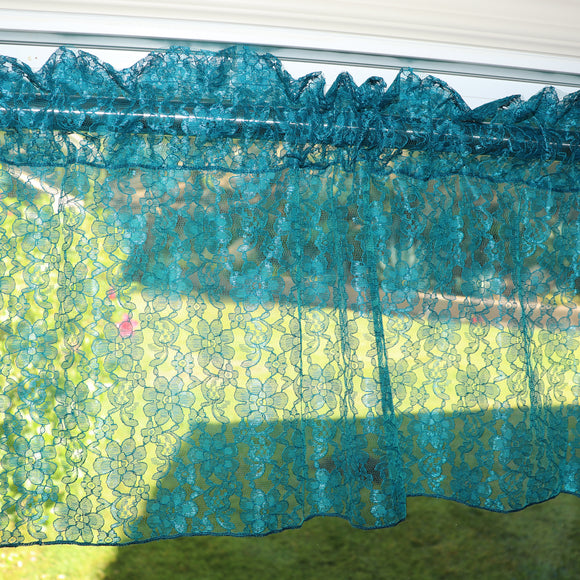 Floral Lace Window Valance 58 Inch Wide Teal