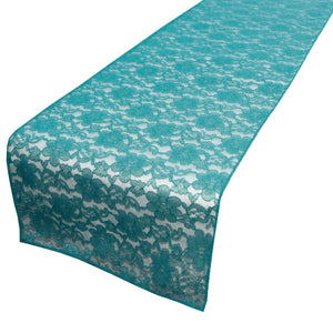 Light Weight Floral Sheer Lace Table Runner / Wedding Table Top Décor (Pack of 8) Teal