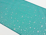 Light Weight Sheer Organza with Silver Stars Decorative Table Runner Teal