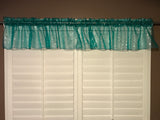 Silver Stars on Sheer Organza Tinted Window Valance 58" Wide - Teal