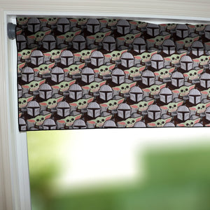 100% Cotton Window Valance 42" Wide Star Wars The Mandalorian "Mando and Grogu Allover"