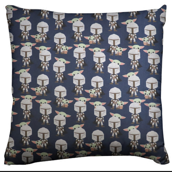 Star Wars Themed Decorative Throw Pillow/Sham Cushion Cover The Mandalorian Mando and Grogu Navy