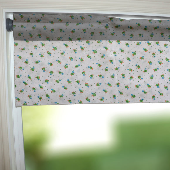 Cotton Window Valance Floral Print 58 Inch Wide Tiny Flower Dots Green